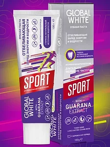 Зубная паста GLOBAL WHITE Sport 100 г с гуараной и перцем