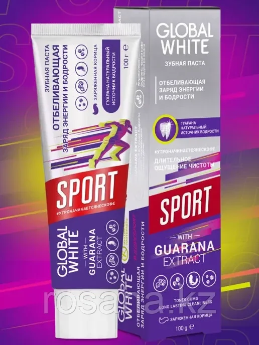 Зубная паста GLOBAL WHITE Sport 100 г с гуараной и перцем