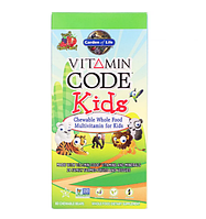 Vitamin Code, балаларға арналған тұтас тағамдық мультивитаминдер, 60 Garden of Life аюлары