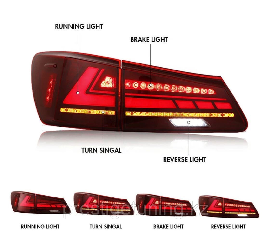 Задние фонари на Lexus IS 2006-12 дизайн 2021 (Красные) - фото 4 - id-p95995108
