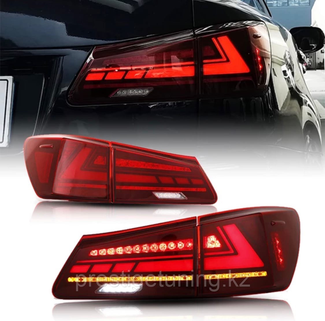 Задние фонари на Lexus IS 2006-12 дизайн 2021 (Красные) - фото 5 - id-p95995108