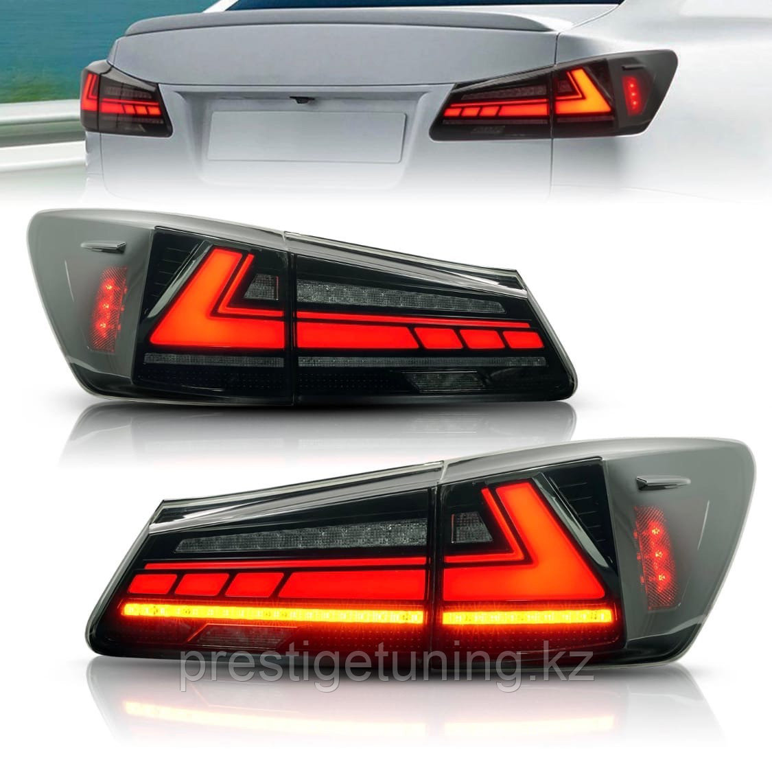 Задние фонари на Lexus IS 2006-12 дизайн 2021 (Черные) - фото 3 - id-p95995127