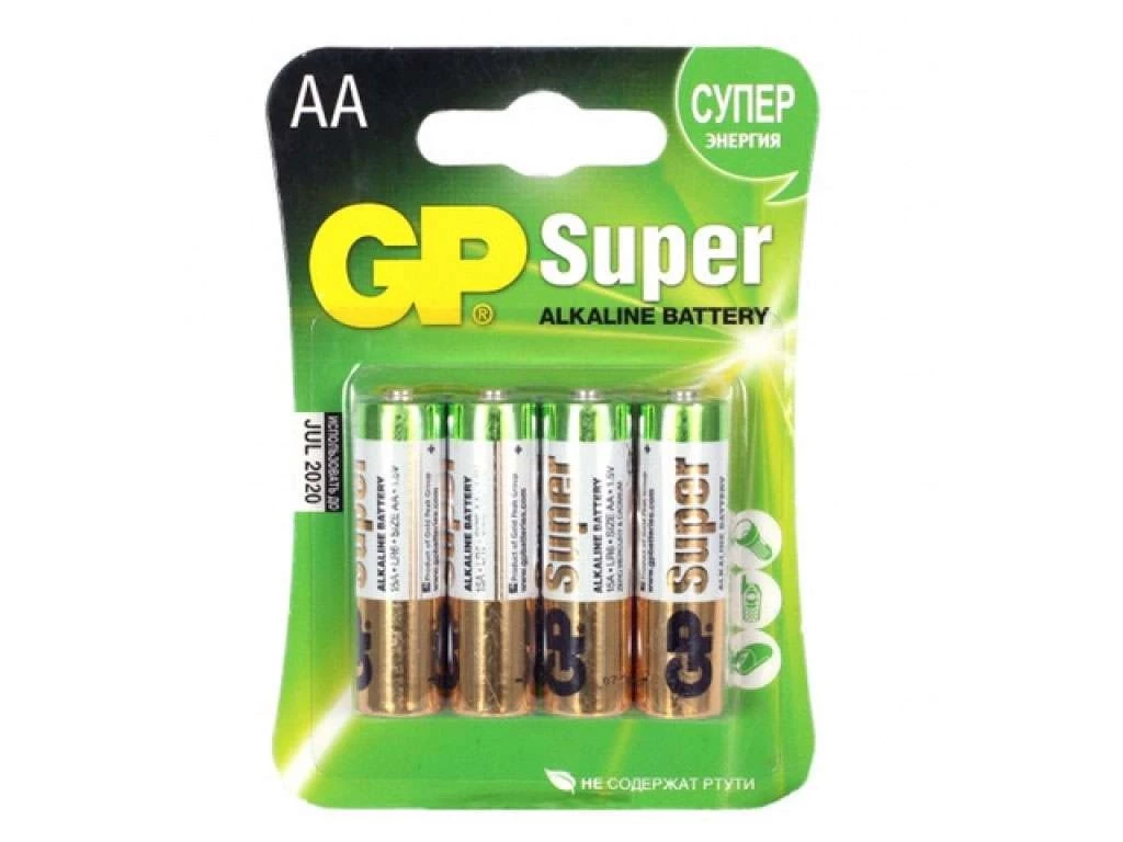 Батарейки GP "Super" АА (пальчиковые) в блистере, 4 шт/упак