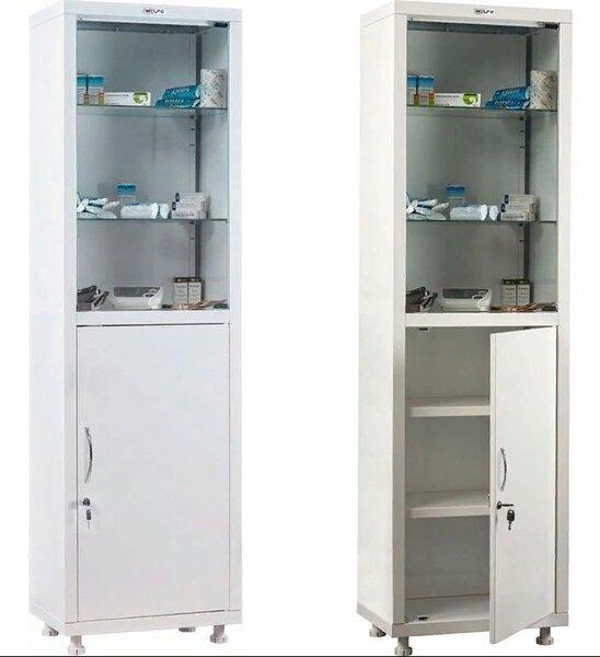 Медицинский шкаф Промет MED 1 1650/SG, 2 двери, 1 ключевой замок, 4 полки