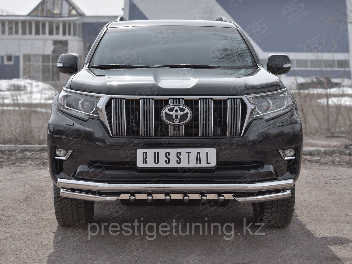 Защита переднего бампера d63 секции-d63 секции+декор Land Cruiser Prado 2017-2021