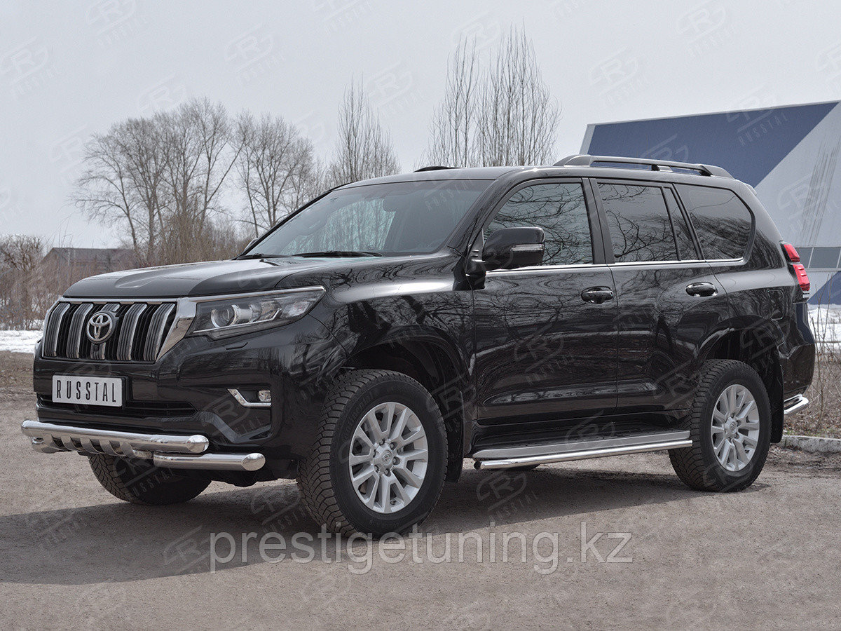 Защита переднего бампера d76 секции-d76 уголки + клыки Land Cruiser Prado 2017-2021 - фото 3 - id-p96028977