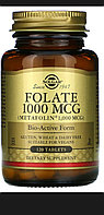 Фолат. Метил Фолат Метафолин Folate (самая усвояемая форма фолиевой кислоты), 1000 мкг., 120 таблеток. Solgar