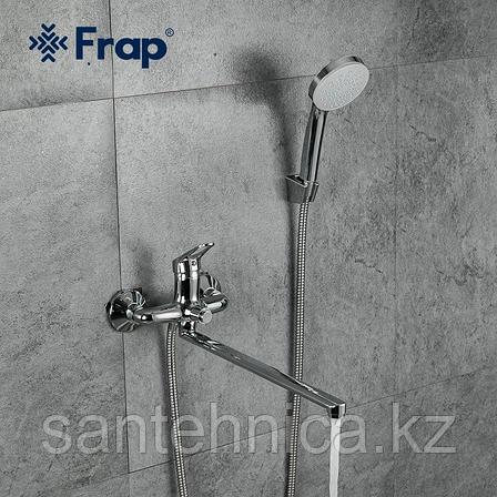 Смеситель для ванны длинный излив хром кнопка FRAP F2213-20, фото 2