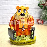 Копилка тигр в деловом костюме с пожеланиями символ года гипсовый