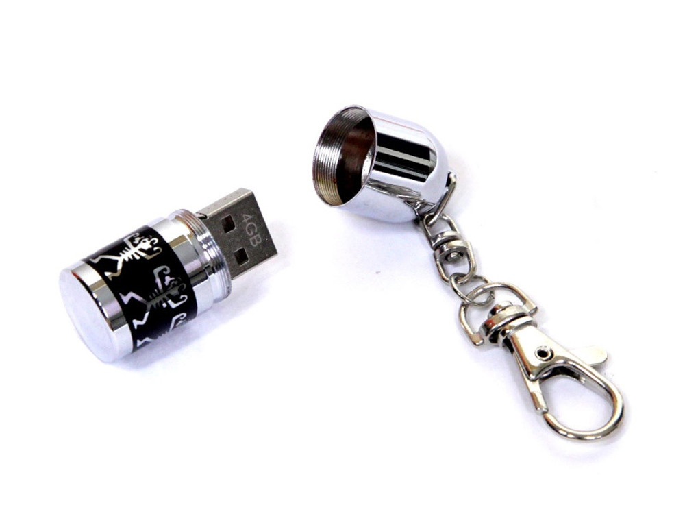 USB-флешка на 32 Гб в виде пули с танцующими человечками, серебро - фото 1 - id-p96048822