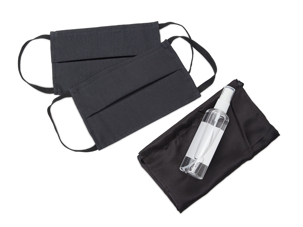 Набор средств индивидуальной защиты в сатиновом мешочке Protect Plus, черный - фото 1 - id-p96050077