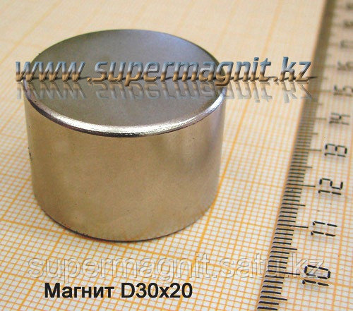 Неодимовый магнит D30x20mm(Аксиал)42 (сила притяжения 42 кг) - фото 1 - id-p11757960