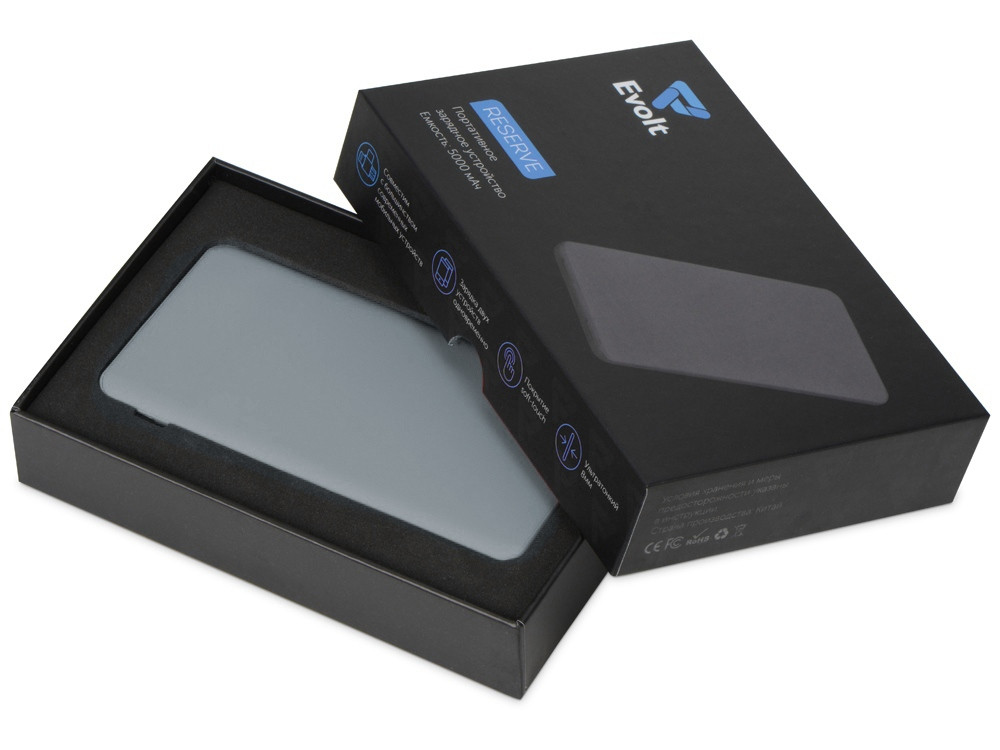 Портативное зарядное устройство Reserve с USB Type-C, 5000 mAh, серый - фото 9 - id-p96040572