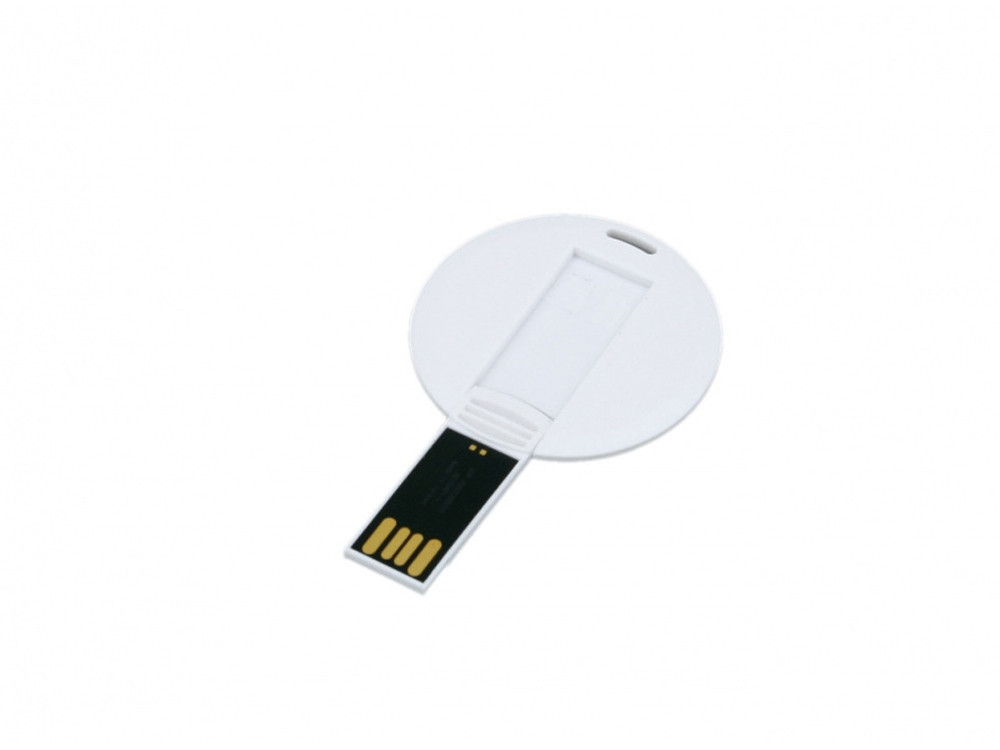 USB-флешка на 16 Гб в виде пластиковой карточки круглой формы, белый - фото 2 - id-p96048437