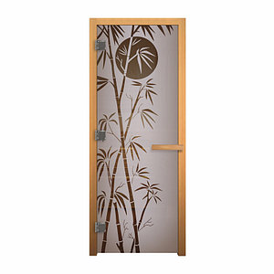 Дверь стеклянная Сатин Матовая "БАМБУК" 1900х700мм (8мм, 3 петли 710) (Магнит) (ОСИНА)