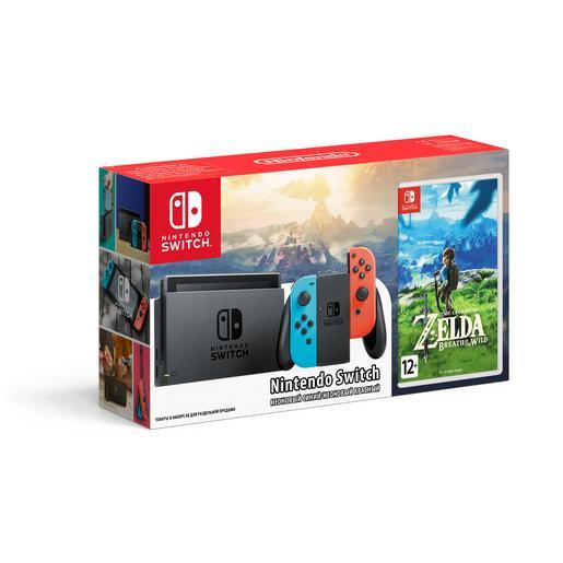 Комплект Nintendo Switch (неоновый синий / неоновый красный) + The Legend of Zelda: Breath of the Wild