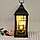 Светодиодный фонарь светильник на батарейках с декоративной лампой с стеклом в форме квадрата черный, фото 4