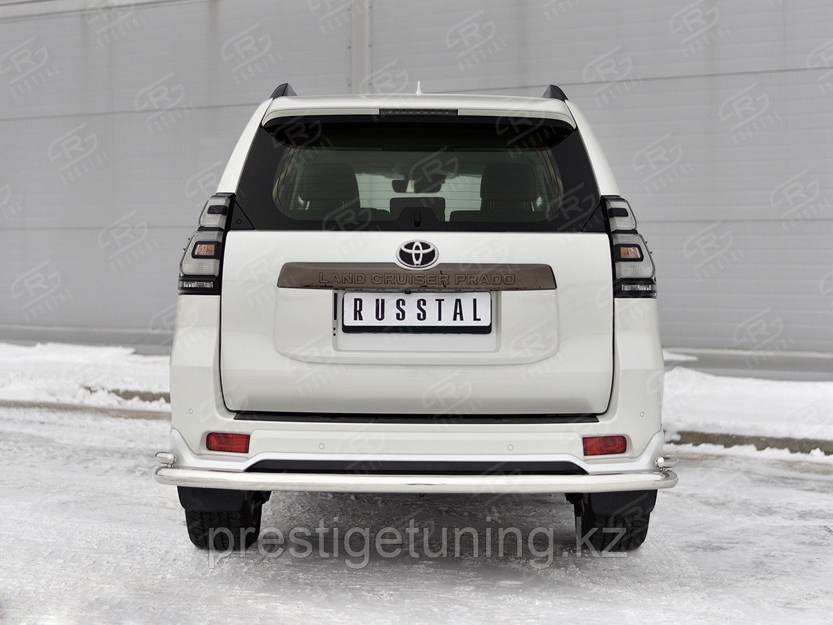 Защита заднего бампера d63 секции-d42 уголки Land Cruiser Prado Black Onyx 2020-н.в