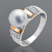 Серебряное кольцо с золотом «Жемчужина»