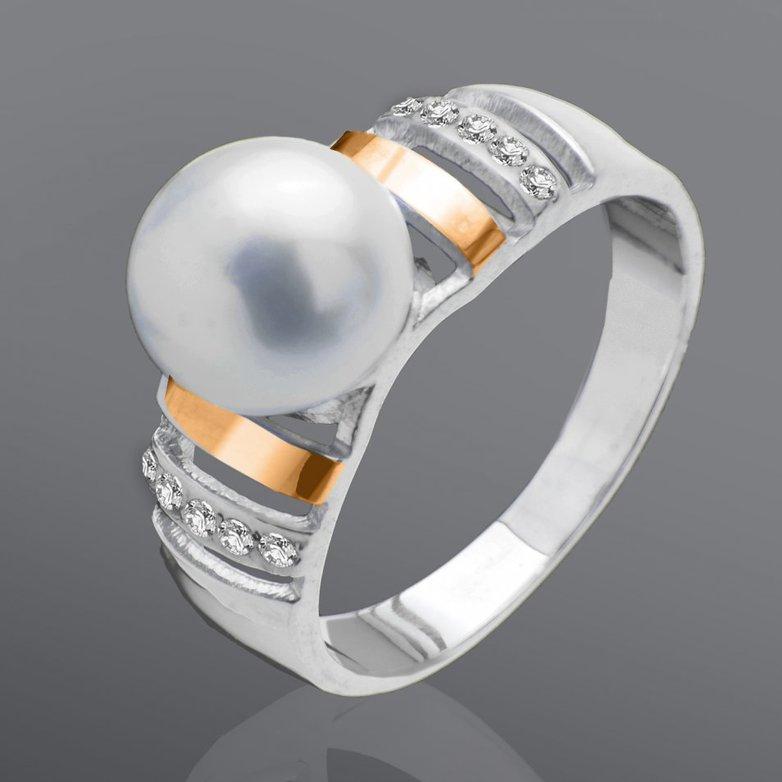 Серебряное кольцо с золотом «Жемчужина» - фото 1 - id-p96103067