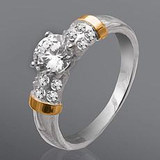 Серебряное кольцо с золотыми вставками «Зарина»