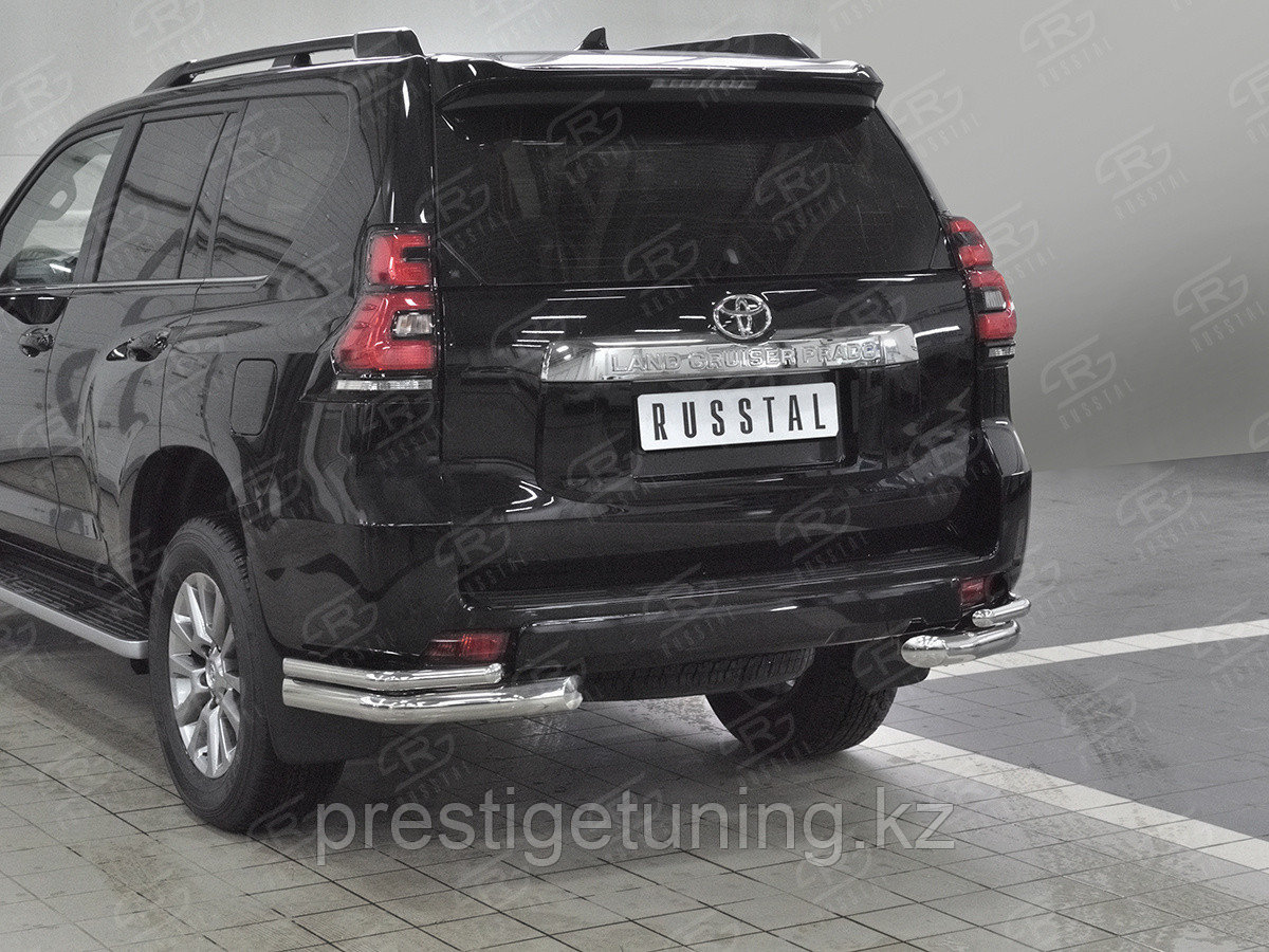 Защита заднего бампера уголки d76 секции-d42 секции Land Cruiser Prado 2017-2021 - фото 2 - id-p96115987