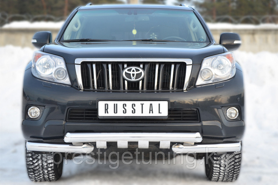 Защита переднего бампера d76 (дуга) d76х2 (дуга)+клыки Land Cruiser Prado 2009-2013
