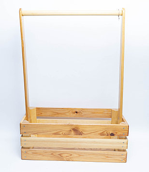Корзинка, прямоугольная (L30см. W14см. H43см. h11,5см), деревянные досточки (лакированный)