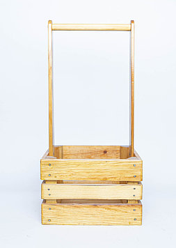 Корзинка, прямоугольная (L17см. W14см. H35,5см. h11см), деревянные досточки (лакированный)