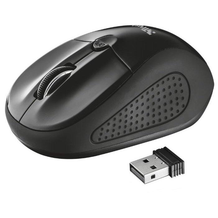 Мышь Trust Primo, Wireless Optical, 1600dpi, Black, USB, 2 x AAA, фото 1
