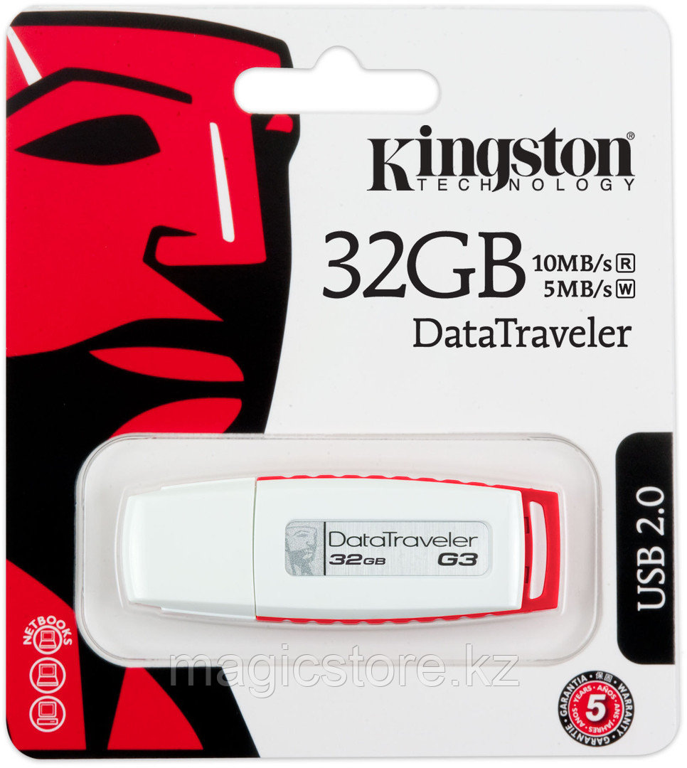 Флешка USB Kingston DataTraveler G3 32 Gb белая, оригинал - фото 1 - id-p96119005