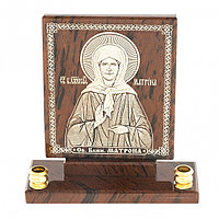 Икона настольная "Св. Матрона Московская" из обсидиана с подсвечниками 122903