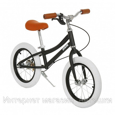 PITUSO Беговел Orbita, колеса AIR 14", тормоз, подножка,Black matt/Черный матовый