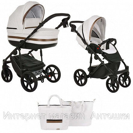 PITUSO Коляска 2 в1 Luna короб+прогулка Кожа/White/Fashion Chocolate