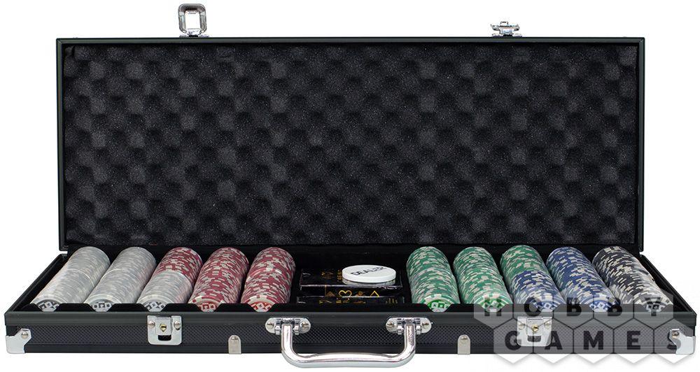 Набор из 500 фишек для покера с номиналом в черном кейсе