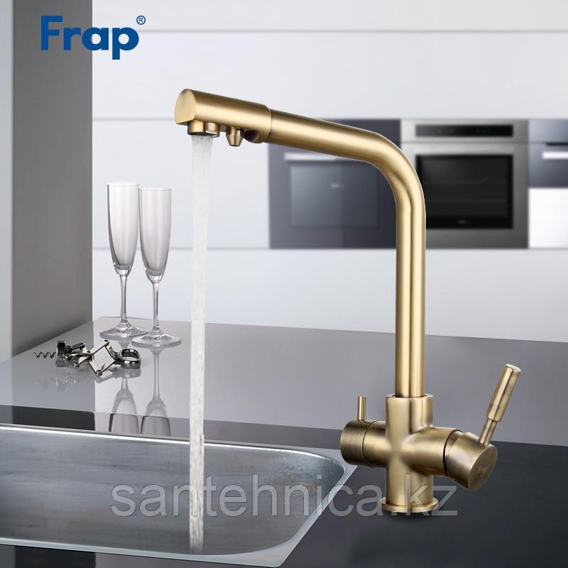Смеситель для кухни с питьевым каналом бронза Frap F4352-4 - фото 1 - id-p96129667