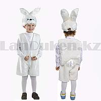 Костюм детский карнавальный Зайчик жилетка шорты с хвостом и шапка белый