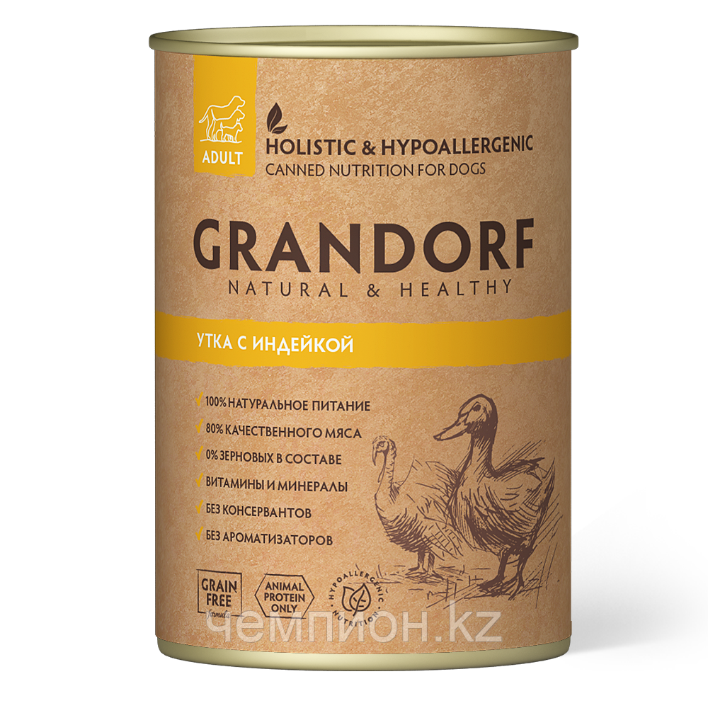 714356 GRANDORF, Грандорф влажный корм для собак, утка с индейкой, уп.6*400гр.