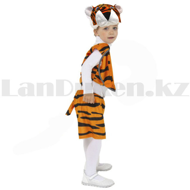 Костюм детский карнавальный Тигр жилетка шорты с хвостом и шапка полосатый - фото 4 - id-p96141530