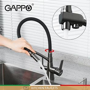 GAPPO G4398-19 Смеситель д/кухни с питьевым краном оруж. сталь, фото 1