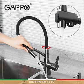 Смеситель для кухни с гибким изливом Gappo G4398-19 оружейная сталь, фото 2