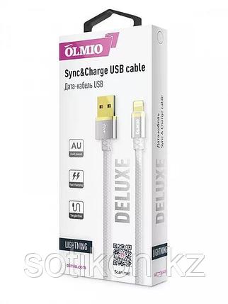 Кабель OLMIO DELUXE, USB 2.0 - lightning, 1м, 2.1A, белый, фото 2