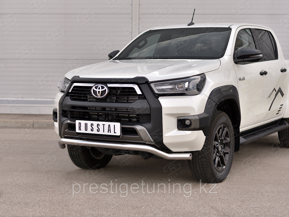 Защита переднего бампера d63 волна-d75х42 дуга Hilux Black Onyx 2020-н.в - фото 3 - id-p96152832