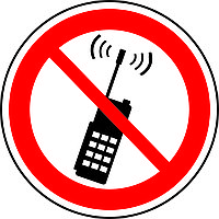 Знак "Запрещается пользоваться мобильным (сотовым) телефоном или переносной рацией" ПВХ