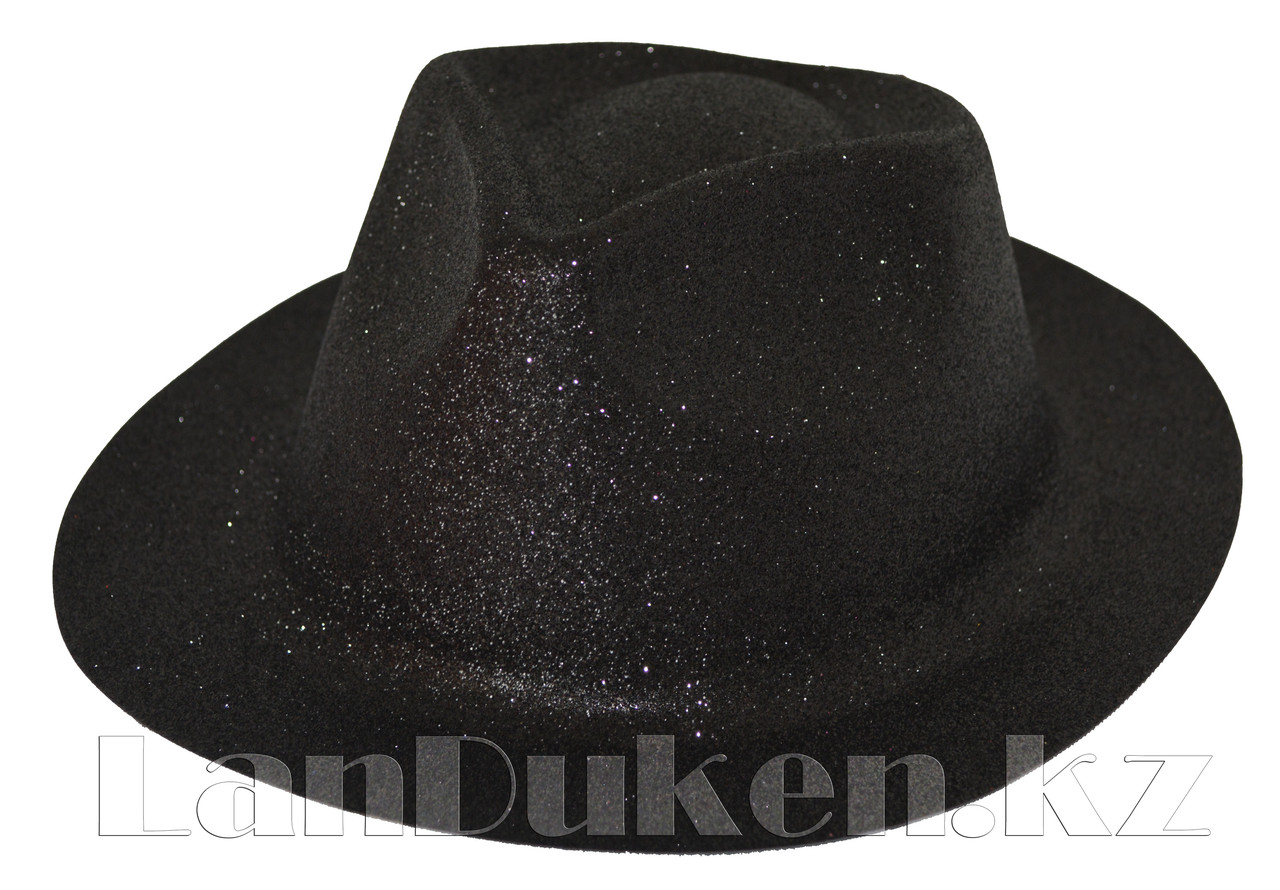 Шляпа федора блестящая карнавальная (черная)