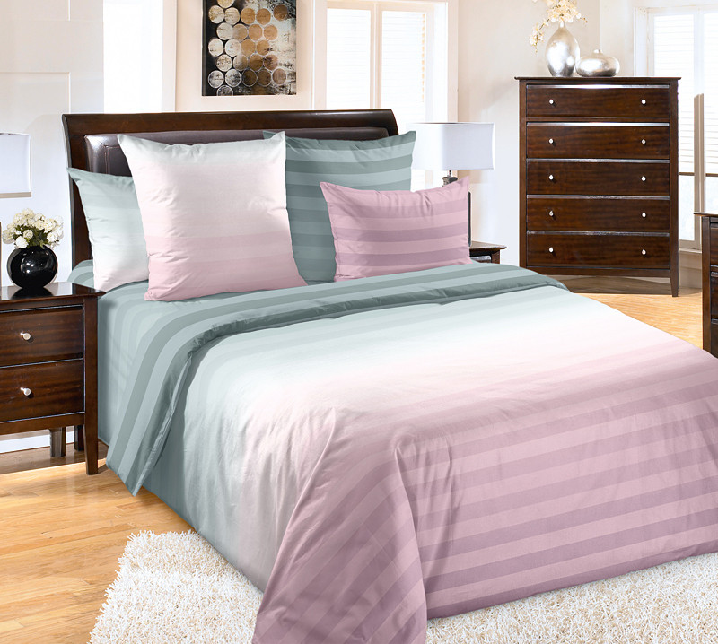 ТексДизайн Комплект постельного белья "Туманное утро розовый"  2 спальный евро, перкаль