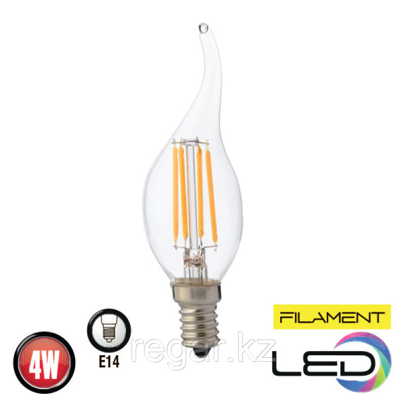 Филаментная лампа 4W E14 FILAMENT FLAME-4 (001 014 0004)