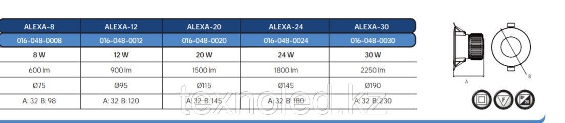 Потолочный спот встраиваемый круглый ALEXA-12W, фото 2