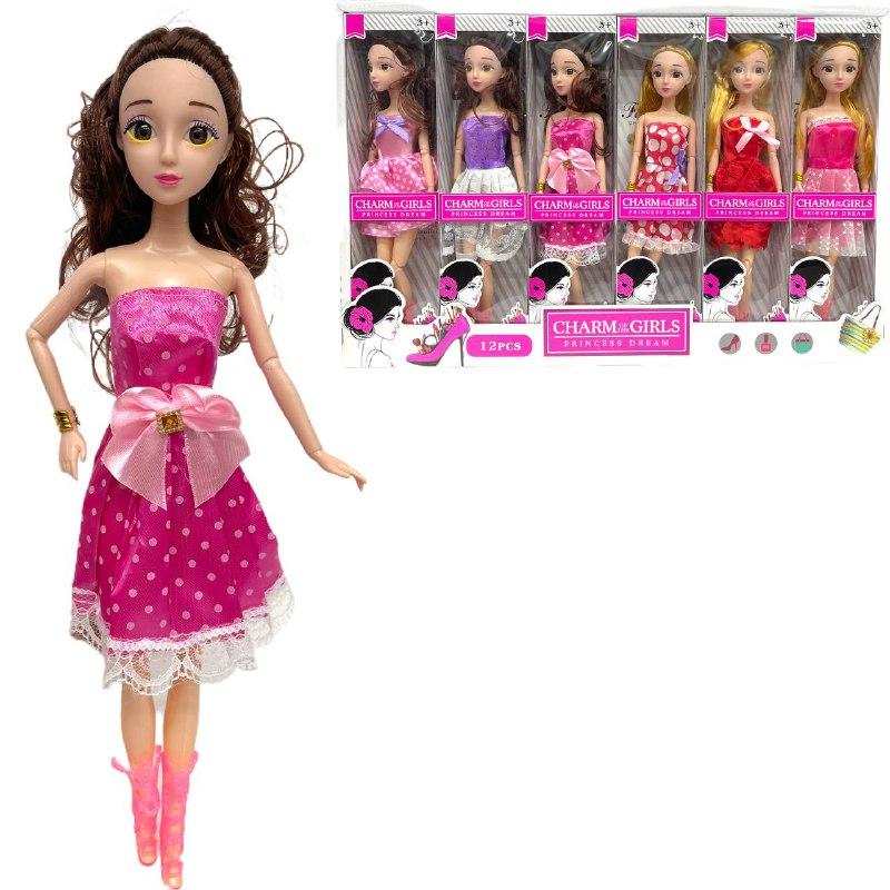 0301 Кукла в красивом платье Charm Girl Princess 6 видов 12шт. в уп., цена за 1шт 32*8см