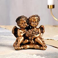 Статуэтка "Ангелы пара с букетом", бронза, 13 см, фото 1